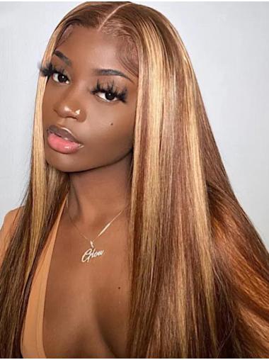 22" Rett Blond Remy Hår Lang Afroamerikanske parykker