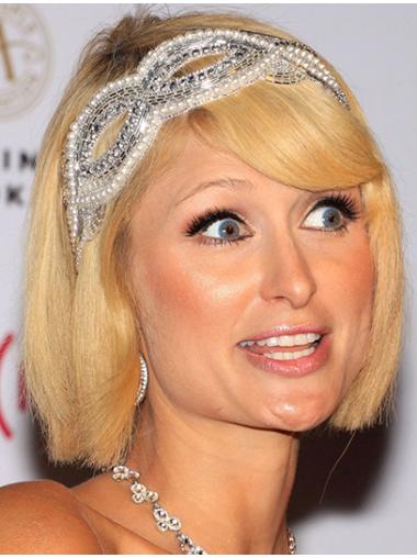Blond Halv Lengde Rett 100% Håndknyttet Med Smell 10" Utsøkt Paris Hilton Parykk
