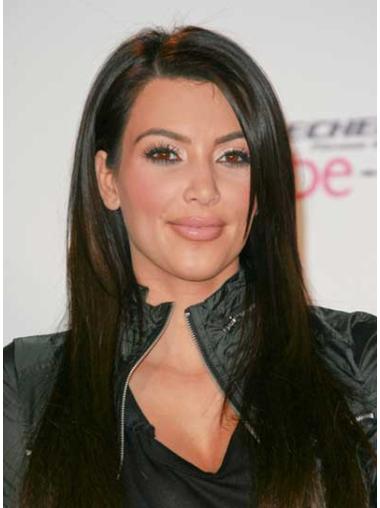 Lace Front Rett Svart Utsøkt 22" Kim Kardashian Parykk