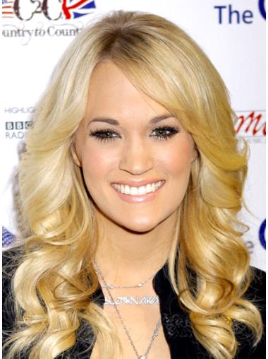 Blond Populær 19" Bølgete Lace Front Carrie Underwood Parykk