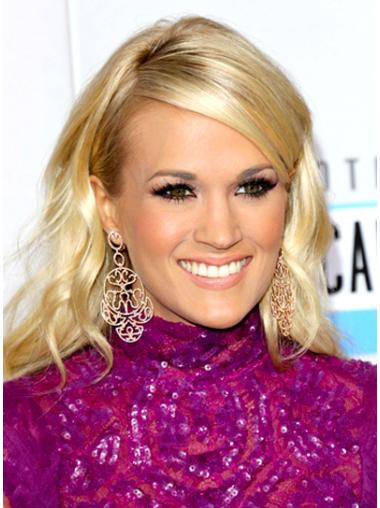 Blond Rimelig 18" Bølgete Maskinknyttet Carrie Underwood Parykk