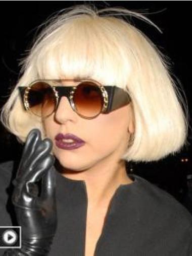Rett 10" Fleksibilitet Syntetisk Blond Halv Lengde Lady Gaga Parykk