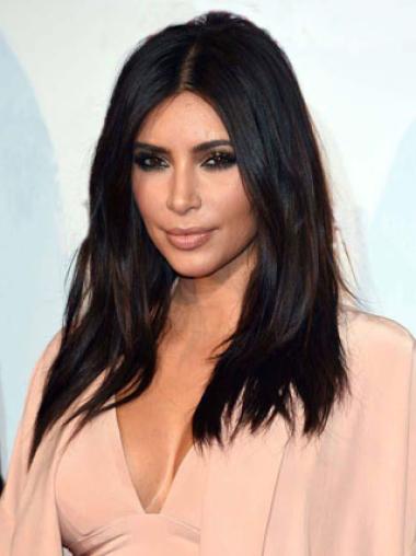 Lace Front Rett Svart Utrolig 18" Kim Kardashian Parykk