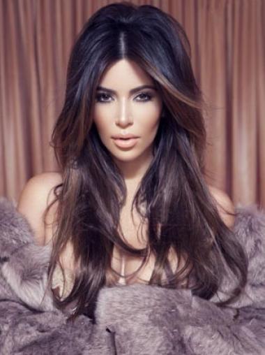 Lace Front Bølgete Auburn Frekk 22" Kim Kardashian Parykk