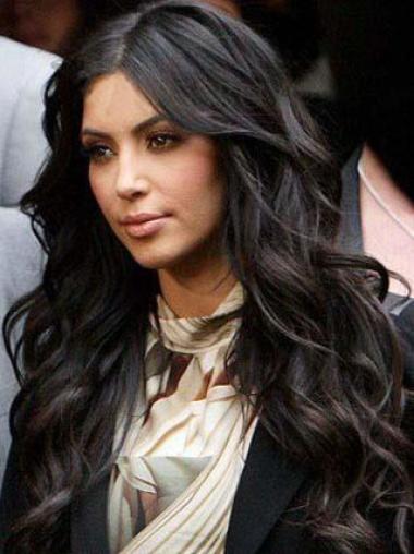 Lace Front Bølgete Svart Fleksibilitet 20" Kim Kardashian Parykk