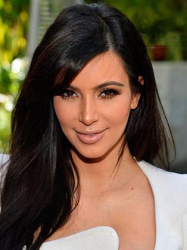 Lace Front Rett Svart Fabelaktig 18" Kim Kardashian Parykk