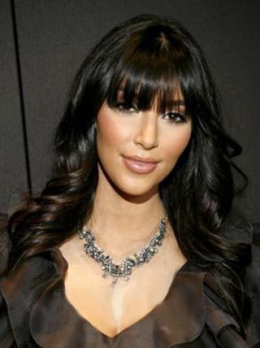 Maskinknyttet Bølgete Svart Slank 18" Kim Kardashian Parykk