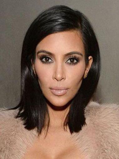 Lace Front Rett Svart Topp 14" Kim Kardashian Parykk