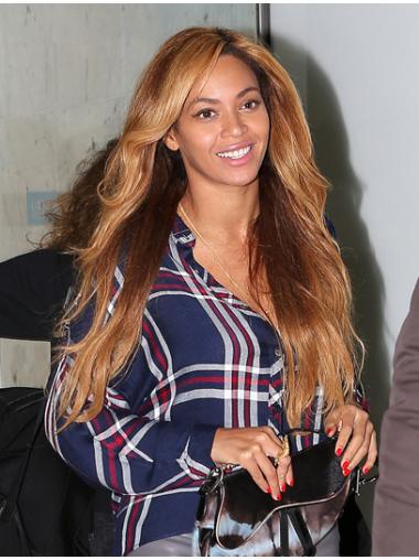 Maskinknyttet Bølgete 22" Blond Fasjonable Beyonce Parykk