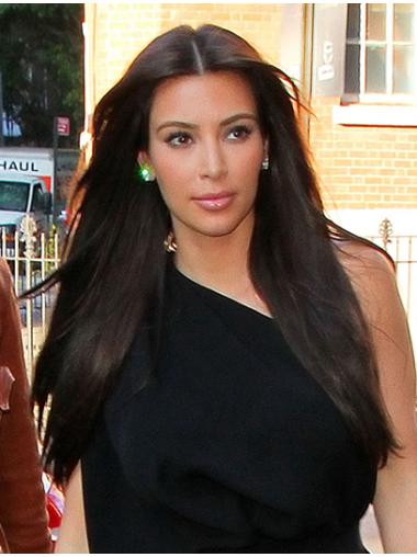 Maskinknyttet Rett Svart Flink 20" Kim Kardashian Parykk