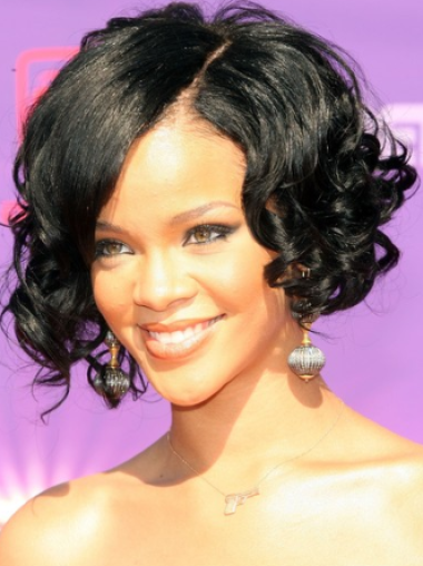 Svart Kort Krøllete Lace Front Utrolig 10" Rihanna Parykk