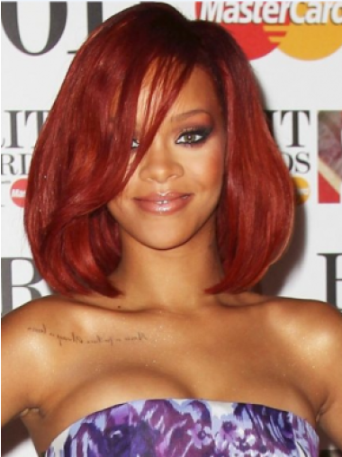 Rød Halv Lengde Bølgete Lace Front Slank 12" Rihanna Parykk