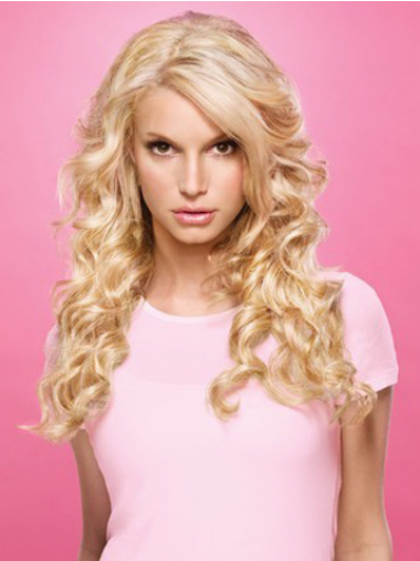 Bølgete 18" Blond Lang Lace Front Populær Jessica Simpson Parykk