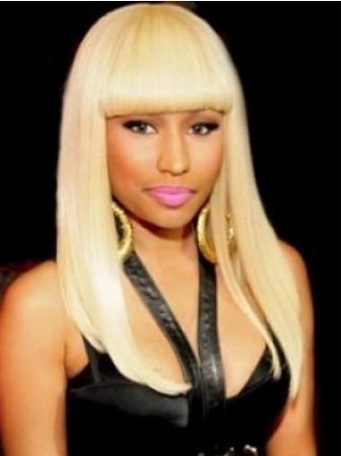 Blond Lang Rett Maskinknyttet Med Smell 18" Passende Nicki Minaj Parykk