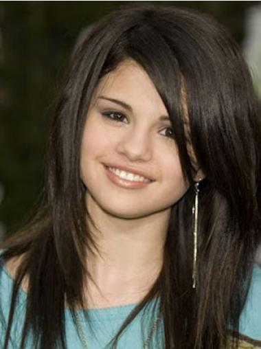 Maskinknyttet Rett 16" Høy Kvalitet Syntetisk Selena Gomez Parykk